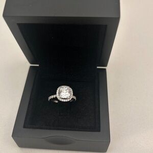 Pure Gems 14k solid white gold ring with simulated diamonds